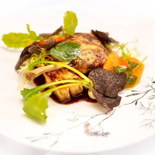 38 North Duck Leg Confit $34 + Black Truffle $25 "turnip dauphinoise, winter citrus, sauce bigarade"
