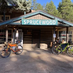 two bikes parked outside