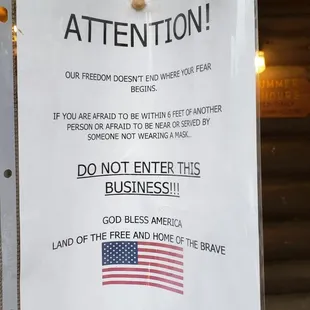 a sign stating to not enter business