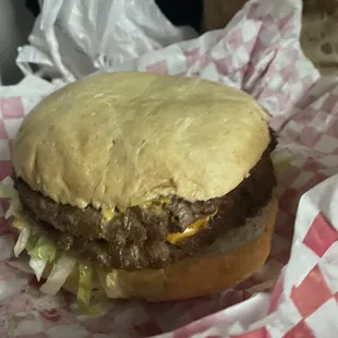 This burger was huge! Pretty good but I could do without the lettuce. It got too soggy.
