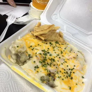 Shrimp Chicken Alfredo Potato