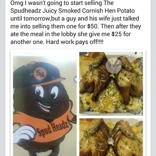 SpudHeadz Juicy Smoked Cornish Hen Potato.