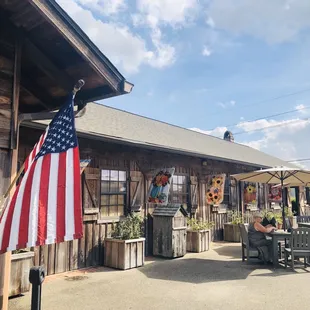 an american flag outside