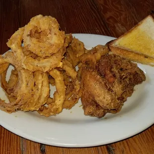 Fried chicken and onion rings