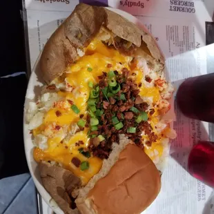 Super Duper spud. $13.99 Good food. Only recommendation is double down on your meat.