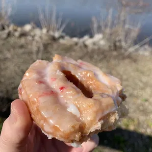 Strawberry lemon glazed cake donut