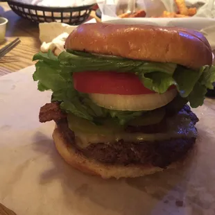 a burger on a bun