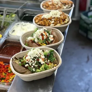 Freshly backed loaded potatoes  you can find  any type of your favorite meal. Stop by to check it out