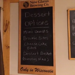 Dessert menu