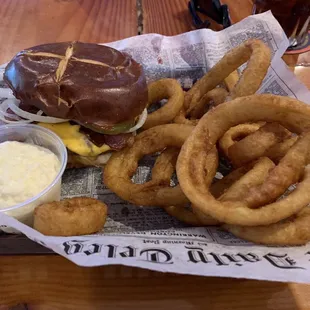 Bacon Cheeseburger w/ Onion Rings