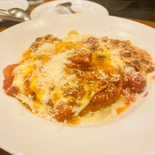 Chicken Parmesan with Alfredo sauce. Yum!