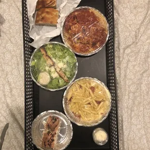 a tray of food on a table