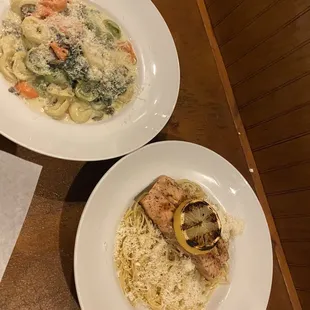 Salmon pasta and tortellini