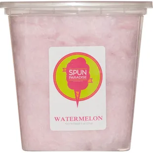 a tub of pink cotton candy