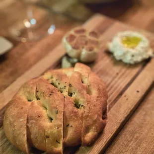 bread on a wooden cutting board