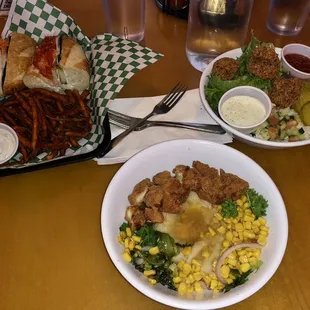 Soul Bowl (middle) and falafels (right)