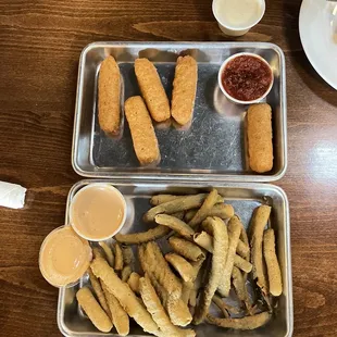 Mozzarella sticks and fried pickles