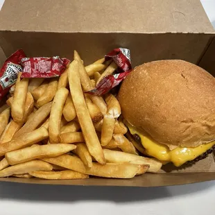 All American burger and fries