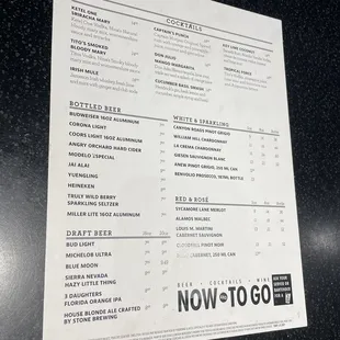 Menu, Square 1 Burger, Tampa Airport