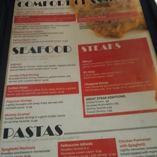 Dinner menu