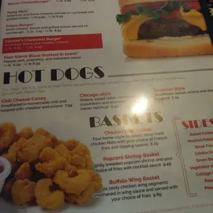 Burgers hotdogs and sandwiches