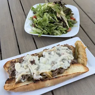 Cheesesteak with side salad