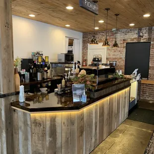 the counter and bar area