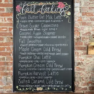 Fall drink menu