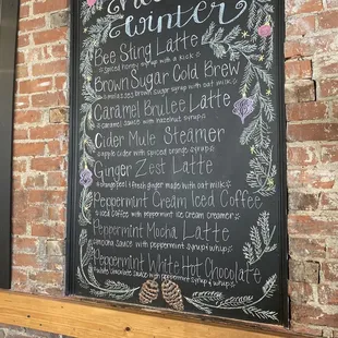 Winter seasonal menu