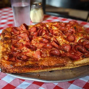 Red Pie with Pepperoni and Garlic