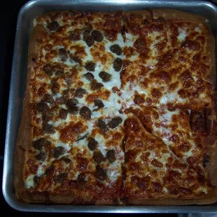 Three-cheese with one half Italian sausage