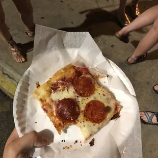 Crushed red pepper helped bring some taste to this slice