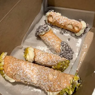 Cannoli with Pistachios and Cannoli with Chocolate Chips