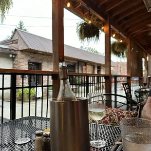 Patio seating. Half price bottle of wine night.
