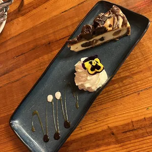 a slice of cheesecake on a plate