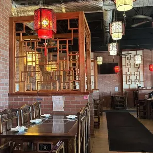 tables and chairs in a restaurant