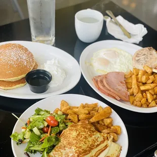 two plates of food on a table