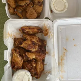 Bubba wings and fried pickles