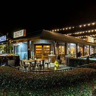Exterior of the restaurant at night