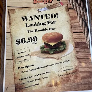 Lunch menu