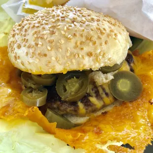 Squeeze Inn Burger w/Jalapeños @North Natomas Regional Park
