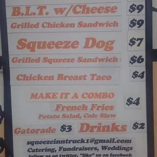 Menu for the truck behind calpers at R and 5th