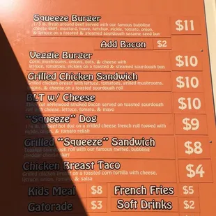 Menu as of July 2017 (please excuse the shadow).