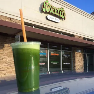 I made my own: spinach, kale, celery, parsley, cucumber and orange juice: DELICIOUS, love it!