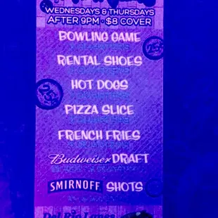 the menu
