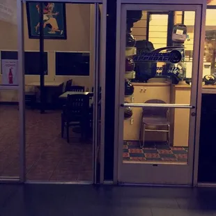 the entrance to the restaurant