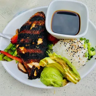 blackened salmon bowl