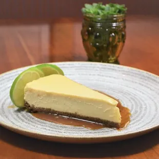 a slice of cheesecake on a plate