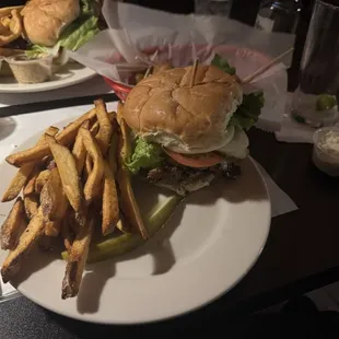 Burger and fries