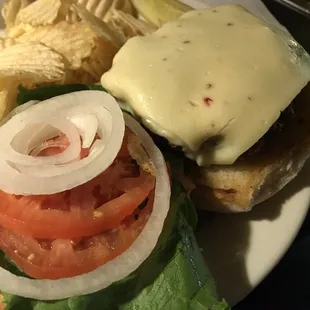I got these cheeseburgers man...Cheeseburger with pepper jack cheese, lettuce, tomato and onion.